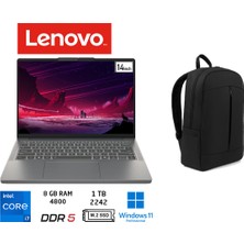 Lenovo ıdeapad Slim 3 14IRH10 Intel I7 13620H Ddr5 8 GB 1 Tb 14" 83K0002ATR W11 Pro+Duddi Çanta
