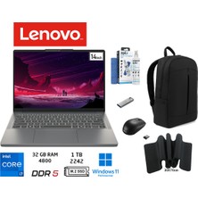 Lenovo ıdeapad Slim 3 14IRH10 Intel I7 13620H Ddr5 32 GB 1 Tb 14" 83K0002ATR W11 Pro+Duddi Çanta+Mouse+Mousepad+Usbbellek+Temizlikkit