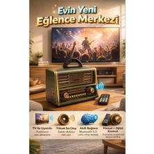 FaroxTech Nostaljik Görünümlü Bluetooth Hoparlör – Fm/am/sw Radyo, USB ve Tf Kart Girişli Şarjlı Retro Radyo