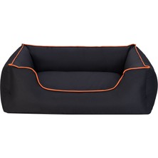 Hnrlishp Pet Comfort Alpha  Köpek Yatağı Siyah W Turuncu Biye L 105X85CM