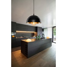 Allians Şık Siyah ve Gold Renkli Yarım Küre Mutfak ve Dekoratif Aydınlatma