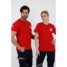 Bilenn Tekstil 112 Acil Sağlık Yuvarlak Yaka Penye Kısa Kol Tshirt - Kırmızı