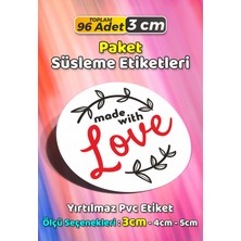 Sb Store Made With Love Ambalaj Hediye Paket Süsleme Etiketi Model 23 - 96 Adet 3cm