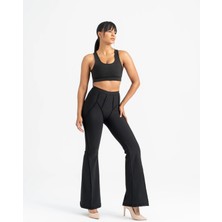 Lismina Siyah Flare Fit Ispanyol Paça Dikiş Modelli Tayt
