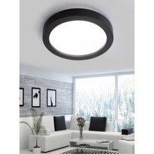 Allians Yuvarlak LED Tavan Lambası, 24W, Siyah Kasa, Sarı Işık, 220V, Ofis & Kiler