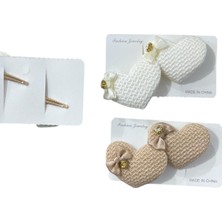 Güzelyüz Avm 4 Adet Kalpli Yan Toka Kahve ve Beyaz Ton