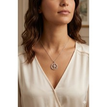 Lia Charm Gümüş Renk Kutup Yıldızı Pusula Kolye - Zirkon Taşlı Şans Kolyesi