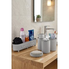 Padilon 5'li Banyo Seti Çok Amaçlı Sepet Sıvı Sabunluk Katı Sabunluk Diş Fırçalık Pamukluk Modern Banyo Seti