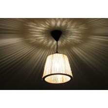 Allians El Yapımı Modern Ahşap Avize, Hasır Ip Sargılı, Rustik Tasarım