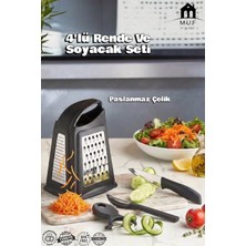 Muf Home Qlux Ideas 4 Parça Profesyonel Çelik Mutfak Seti Rende, Sebze Bıçağı, Sapan ve Yan Soyacak Bpa Free