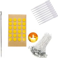 Adin Tasarım Mum Seti 55LI Fitil Delme Aparatı Hazır Mum Fitili Tutacağı 20LI Mum Etiketi 24LÜ Pastör Pipeti 10LU