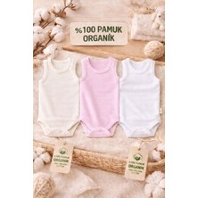 Pico Baby %100 Pamuk Organik 3'lü Çıtçıtlı Kız Bebek Body Zıbın / Bebek Atlet