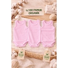 Pico Baby %100 Pamuk Organik 3'lü Çıtçıtlı Kız Bebek Body Zıbın / Bebek Atlet