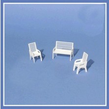 Schulcz 570301 1/25 Ölçek, Bahçe Bankı -Beyaz