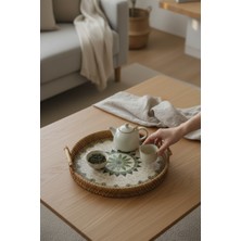 Akayev Sedefli Rattan Tepsi Kahverengi 28CM