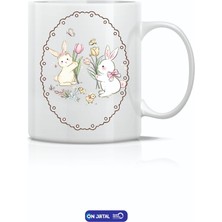 On Dijital Baskı Merkezi Tavşan Temalı Beyaz Kupa