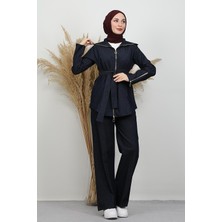 Fermuar Detay Kot Takım Lacivert