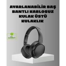 Siyah Kablosuz Bluetooth Kulaklık 300 Mah Hızlı Şarj Katlanabilir Pedli
