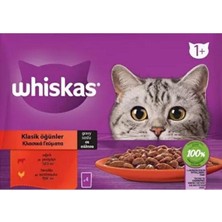 Whiskas Sığırlı ve Tavuklu Yetişkin Kedi Yaş Maması 4X85 gr (13 Paket,52 Adet Tekli)