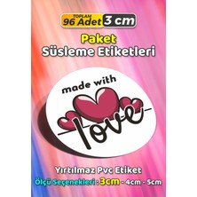 Sb Store Made With Love Ambalaj Hediye Paket Süsleme Etiketi Model 21 - 96 Adet 3cm