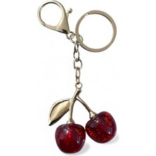Güzelyüz Avm Kiraz Anahtarlık Kadın Parıldayan Kırmızı Kiraz Çanta Charm Çanta Süsü Gold Detaylı