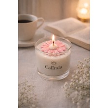 Calinda Candles Pembe Papatya Tasarımlı Kokulu Mum %100 Soya Wax Dekoratif Mum