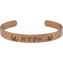 Güney Takı Store Göktürkçe Türk Yazılı Kurt Sembollü Saf Bakır Bileklik