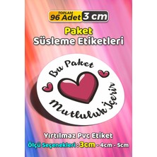Sb Store Bu Paket Mutluluk Içerir Ambalaj Hediye Paket Süsleme Etiketi Model 25 - 96 Adet 3cm