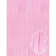 Marsilyan Soft Pembe Püsküllü Kapı Perdesi - Parti, Baby Shower, Cinsiyet Partisi 1x2 M