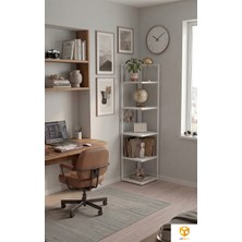 Ayz Ela 5 Raflı Metal Köşe Kitaplık Rafı Dekoratif Aksesuar Rafı 180 cm