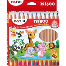 Fatih Jumbo Üçgen Kuru Boya 12 Renk 4 Adet Kalem Parlak Renkler ile Eğlenceli Çizimler