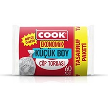 4 Adet Cook Ekonomik Küçük Çöp Torbası Şeffaf (40 cm x 47 Cm) 60 Yaprak
