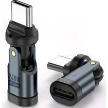 Alfais 6009 USB Type-C Otg Çevirici Adaptör 540° Döner PD240W 5A  Şarj Veri Dönüştürücü