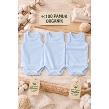 Pico Baby %100 Pamuk Organik 3'lü Çıtçıtlı Erkek Bebek Body Zıbın / Bebek Atlet