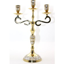 Pirinç Sedefli 3'lü Şamdan Model 3