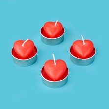 Matmel 4'lü Love Tealight Mum - Kırmızı - 10 cm