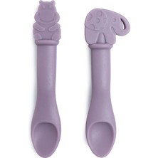 Buddy Silikon Kaşık 2'li Lila Hipopotam ve Fil (3 Adet)