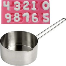 Adin Tasarım Rakam Sayı Mum Yapım Seti 2li Mum Eritme Kabı 750 ml ve Rakam Sayı Silikon Kalıp Parafin Eritme Kabı