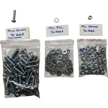  m4x20mm yıldız silindir başlı metrik vida --vida 50 adet -somun 50 adet-pul 50 adet