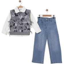 Sy Store Kız Çocuk Tül Çiçekli Triko Takım