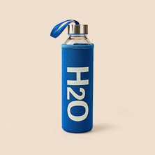 Tohana H2O Kılıflı Cam Matara - Mavi / Şeffaf - 500 ml