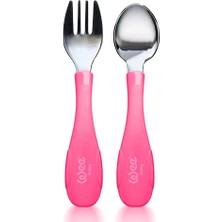 Wee Baby Paslanmz Çelik Çatal Kaşık Seti Pembe (5 Adet)