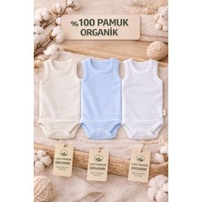 Pico Baby %100 Pamuk Organik 3'lü Çıtçıtlı Erkek Bebek Body Zıbın / Bebek Atlet