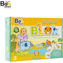 3 Adet Bee Smart Doğal Ahşap Hayvan Blokları Eğitici Denge Oyunu