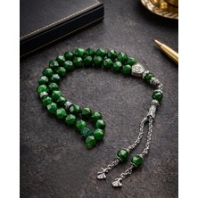 Sufi Tesbih Esans Ve Hediyelik Özel Tasarım Zümrüt Akik Taşı Tesbih | Faset Kesim Doğal Taş Tesbih | Koleksiyonluk Premium Tesbih