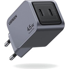 3 Adet Ugreen Nexode Pro 45W Gan Hızlı Şarj Cihazı Type-C Qc Pd 2xusb-C Uzay Grisi 35008