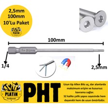Platin Hırdavat Pht Allen Bits Uç Uzun Boy Hex 2,5mm x 100MM PLT280073 ( 10 Adet )