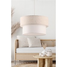 Allians Iki Katlı Keten Kumaş Avize, Modern ve Şık Dekorasyon Aksesuarı