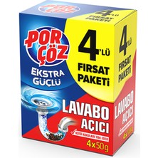 Porçöz Lavabo Açıcı Granül 4 x 50 G Ekstra Güçlü Kötü Kokuları Yok Eder Tek Parça