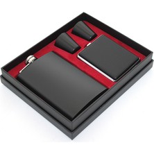 Paslanmaz Çelik 2 Shot Bardak ve Sigara Tabakalı Matara Seti